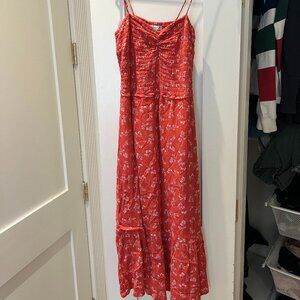Abercrombie Tiered Smocked Midi Dress - Red